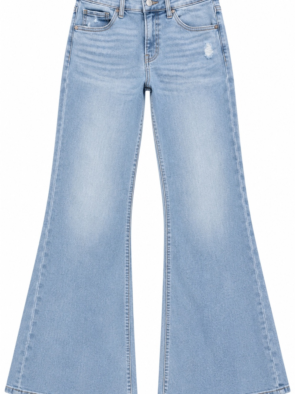 High Waisted '70s Flare Light Wash Jeans in Hyper Stretch